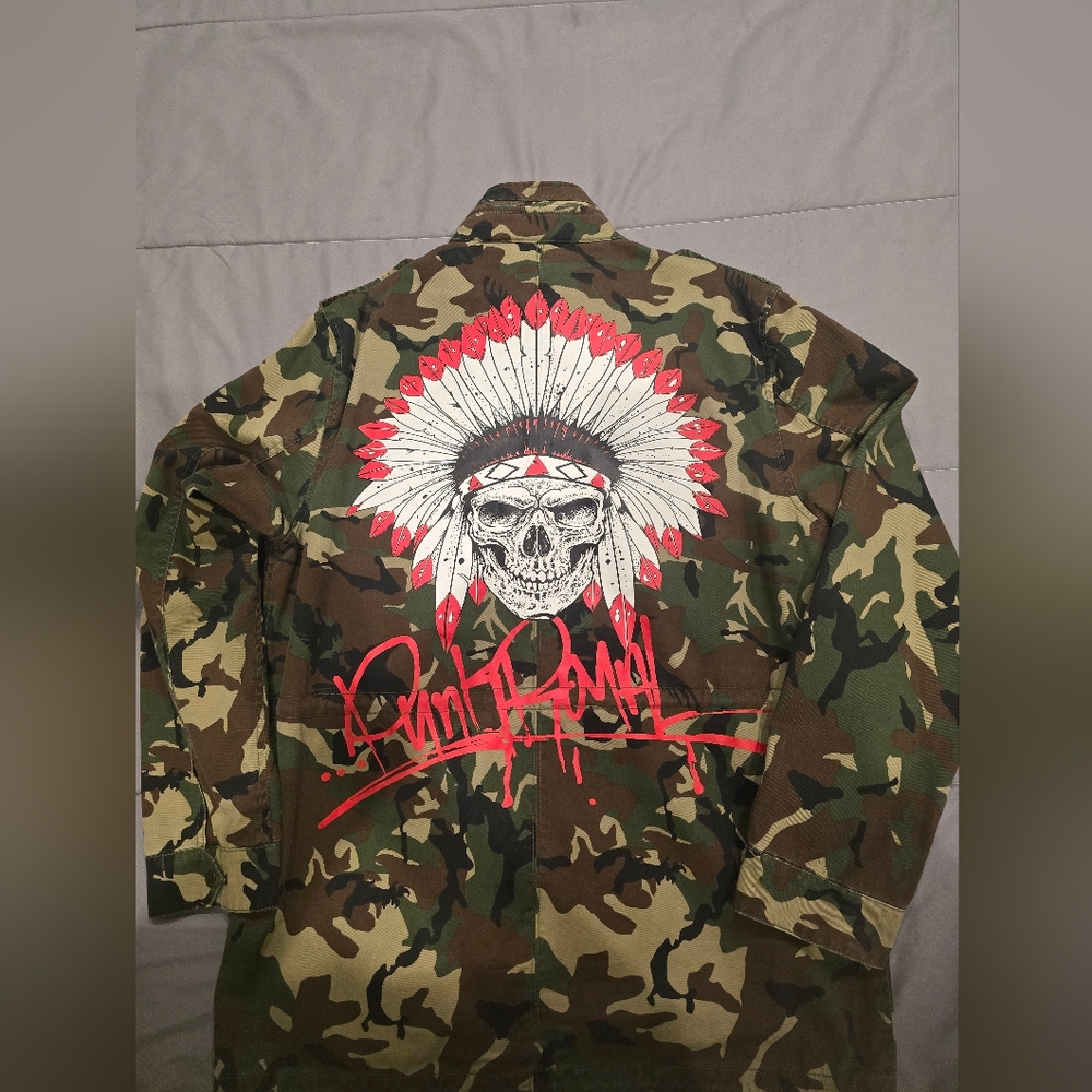 Punk Royal Men's Military Field Jacket in Woodland Camo